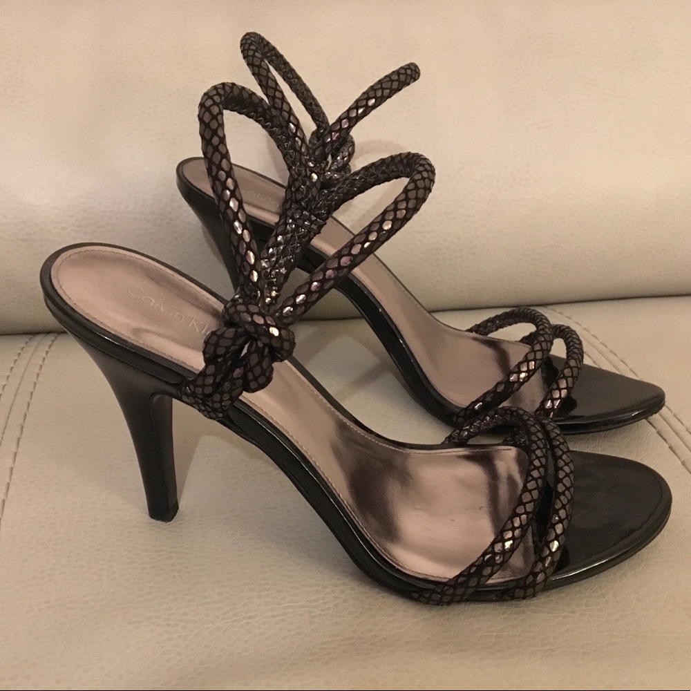Calvin Klein Bronze Metallic Snake Design Sandals